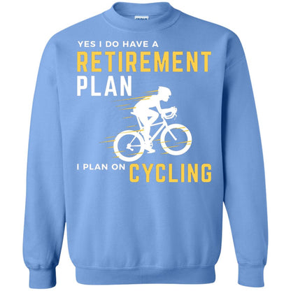 Funny Bicycle Cycling T-shirt Retirement Plan I Plan On Cycling Carolina Blue