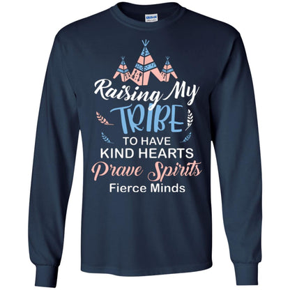 Mommy T-shirt Raising My Tribe To Have Kind Hearts Navy