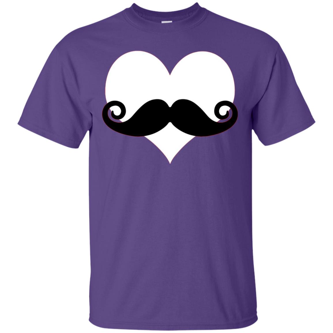 Mustache Heart Valentines Day T-shirt Purple