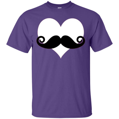 Mustache Heart Valentines Day T-shirt Purple