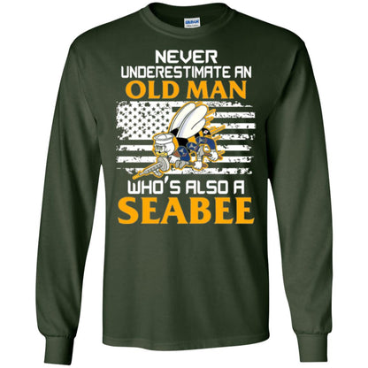 Navy Seabee Veteran T-shirt Never Underestimate An Old Man Forest Green
