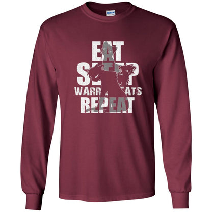 Cat Lover T-shirt Eat Sleep Warrior Cats Repeat Maroon