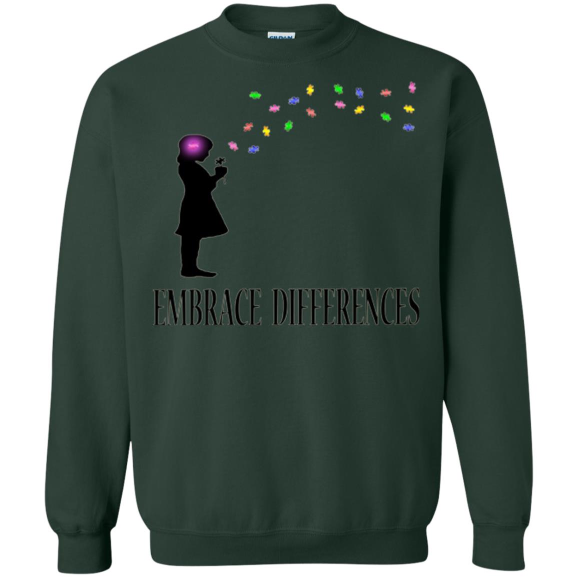 Embrace Differences Shirt Proud Autism Awareness T-shirt Forest Green
