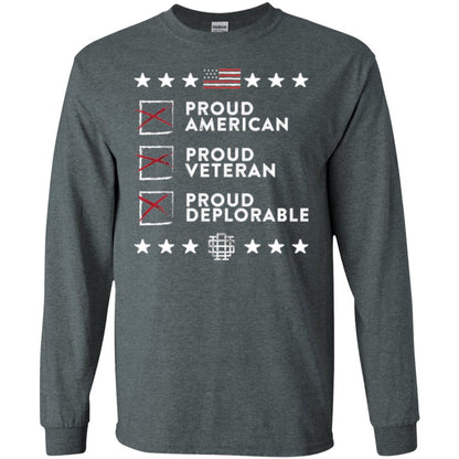 American T-shirt Proud American, Proud Veteran, Proud Deplorable Dark Heather