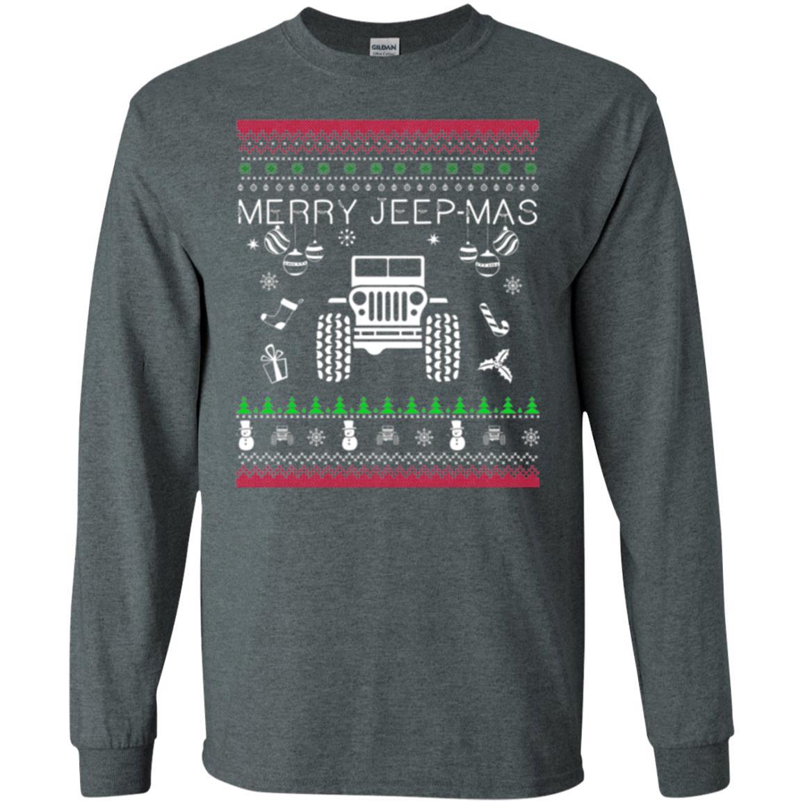 Christmas T-shirt Mery Jeep-mas Jeep Ugly Dark Heather