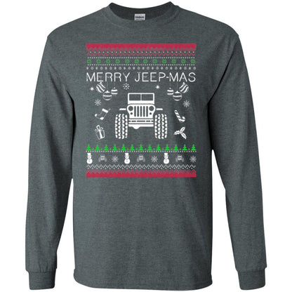 Christmas T-shirt Mery Jeep-mas Jeep Ugly Dark Heather