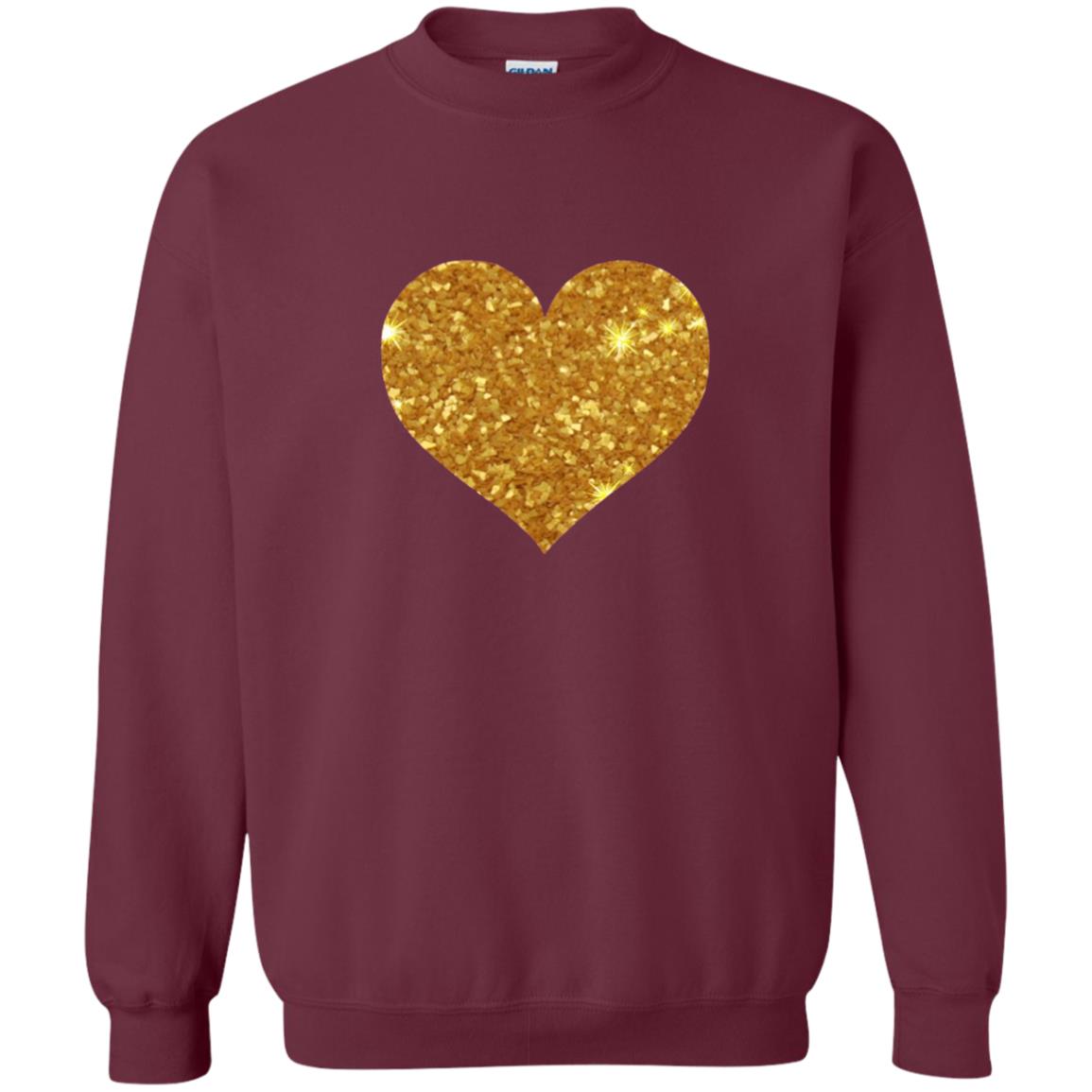 Valentine_s Day T-shirt Gold Heart Maroon
