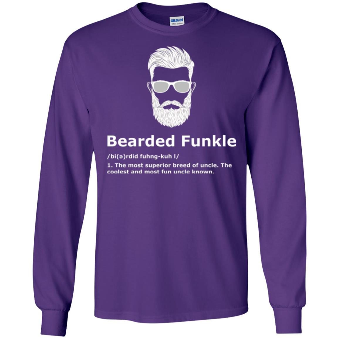 Funny Uncle T-shirt Bearded Funkle Purple