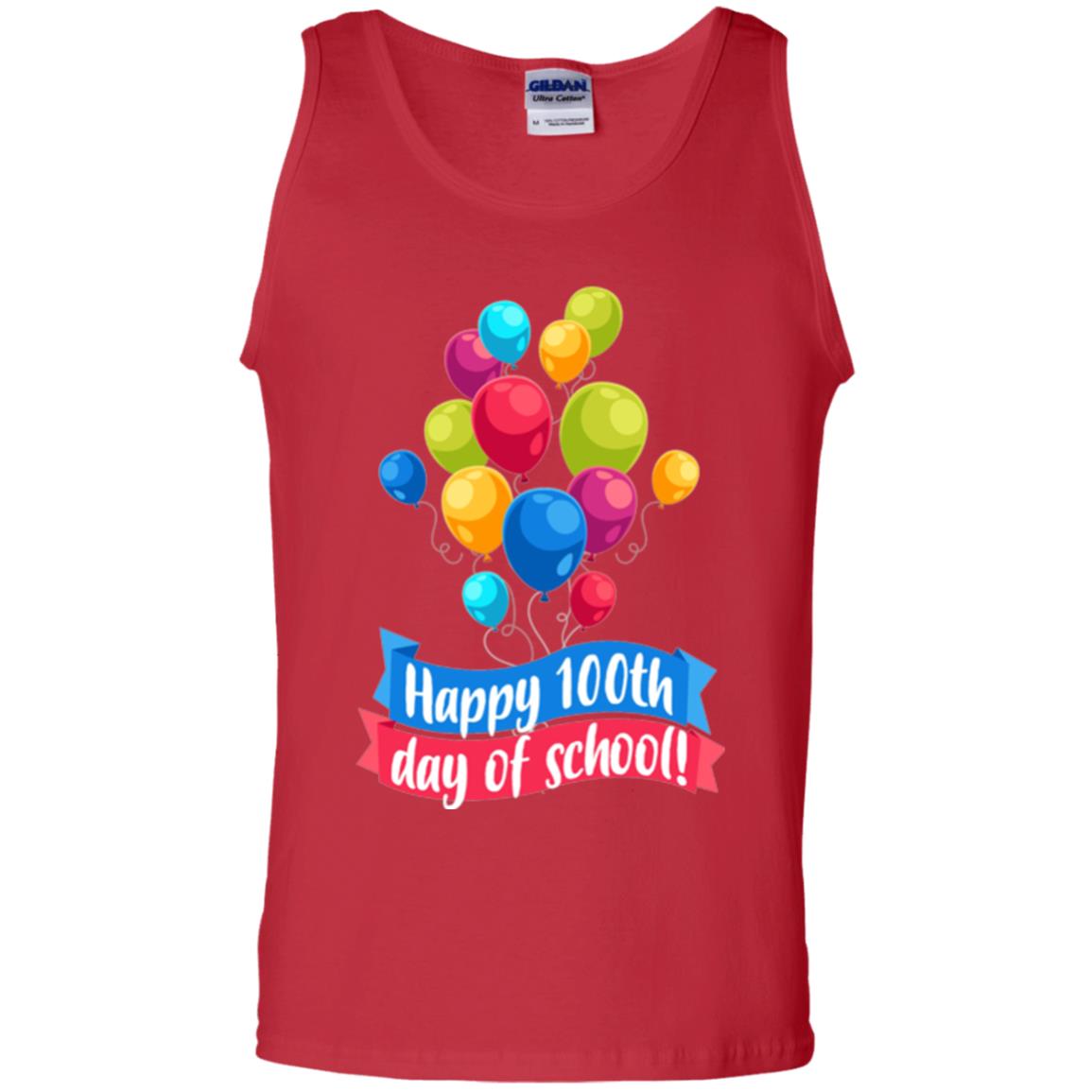 Happy 100th Day Of School Colorful Balloons Funny T-shirt Red