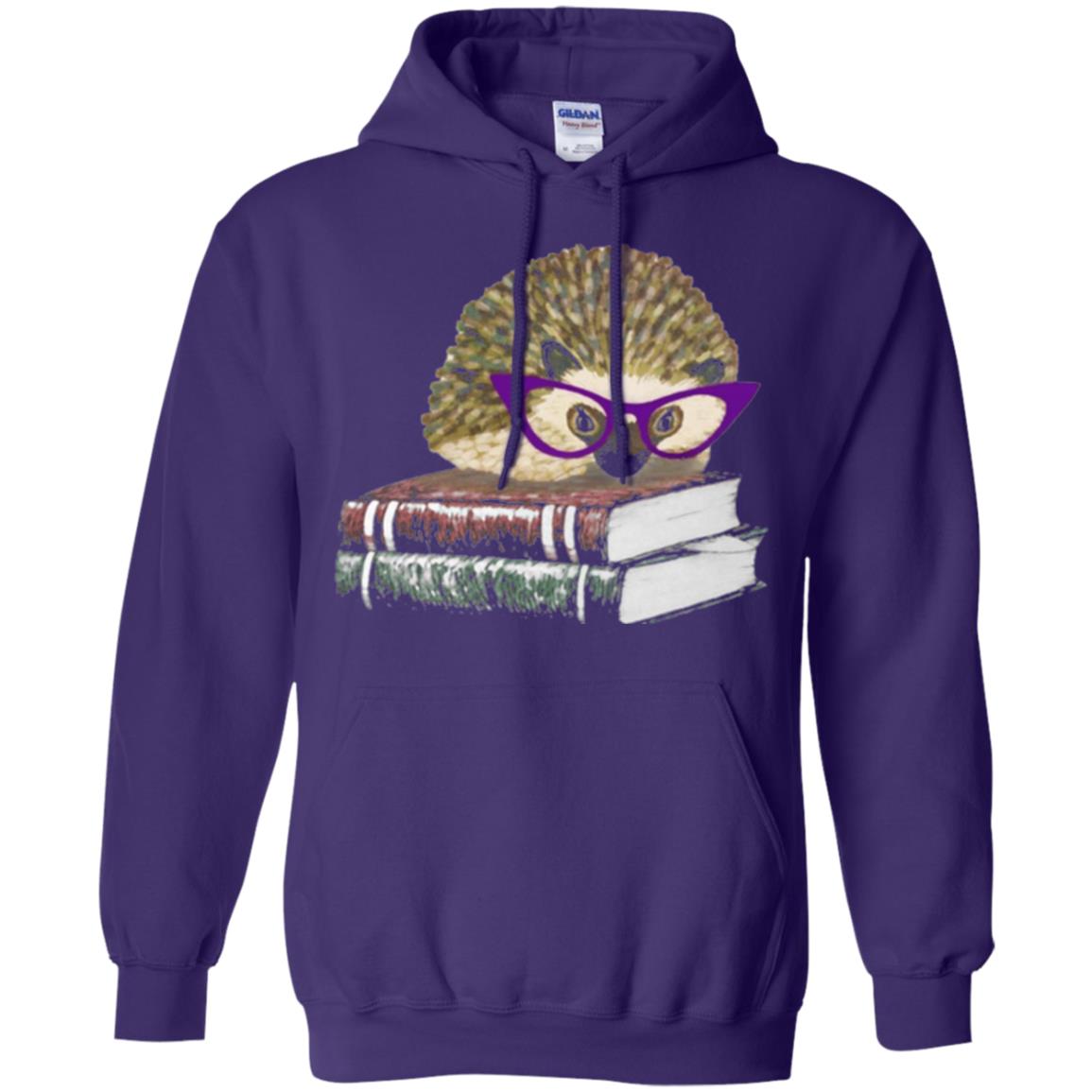 Adorable Hedgehog Book Nerd Gift Shirt Purple