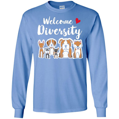 Dog Lover T-shirt Welcome Diversity Carolina Blue
