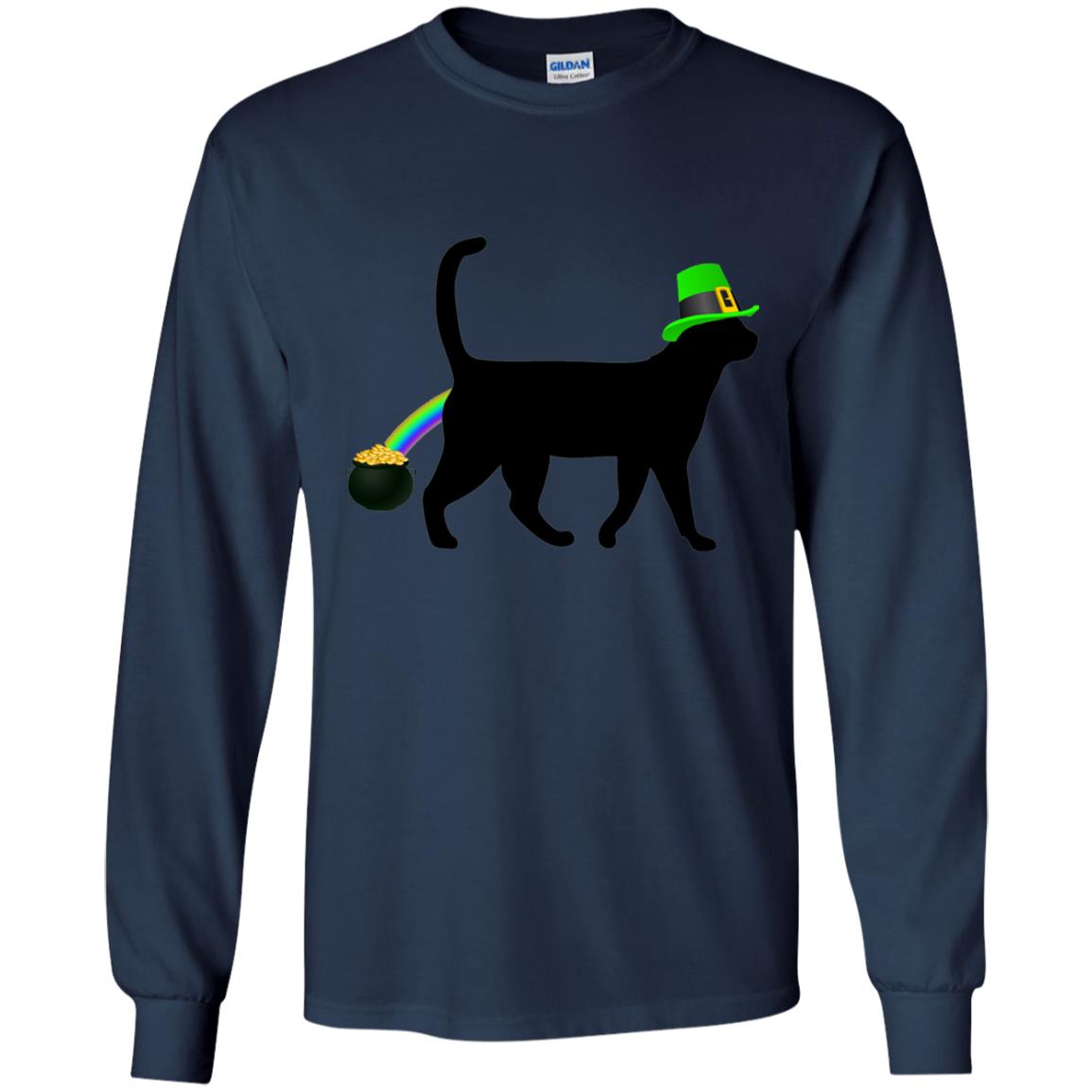 Cat Leprechaun Funny Cat Saint Patrick_s Day T-shirt Navy