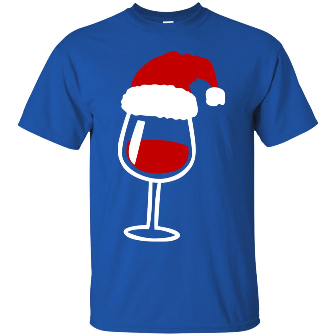 Twinkle Red Wine Glass Santa Hat X-mas Gift Shirt Royal