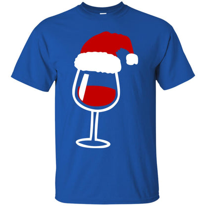 Twinkle Red Wine Glass Santa Hat X-mas Gift Shirt Royal