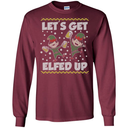 Christmas T-shirt Let's Get Elfed Up Maroon