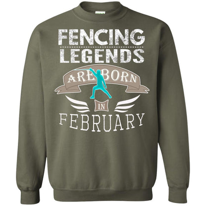 Fencing Legends Are Born In February Fencing Lover T-shirt Military Green
