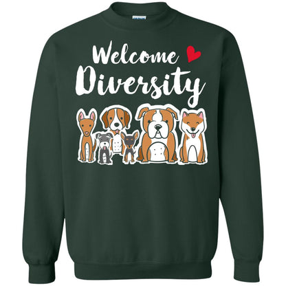 Dog Lover T-shirt Welcome Diversity Forest Green