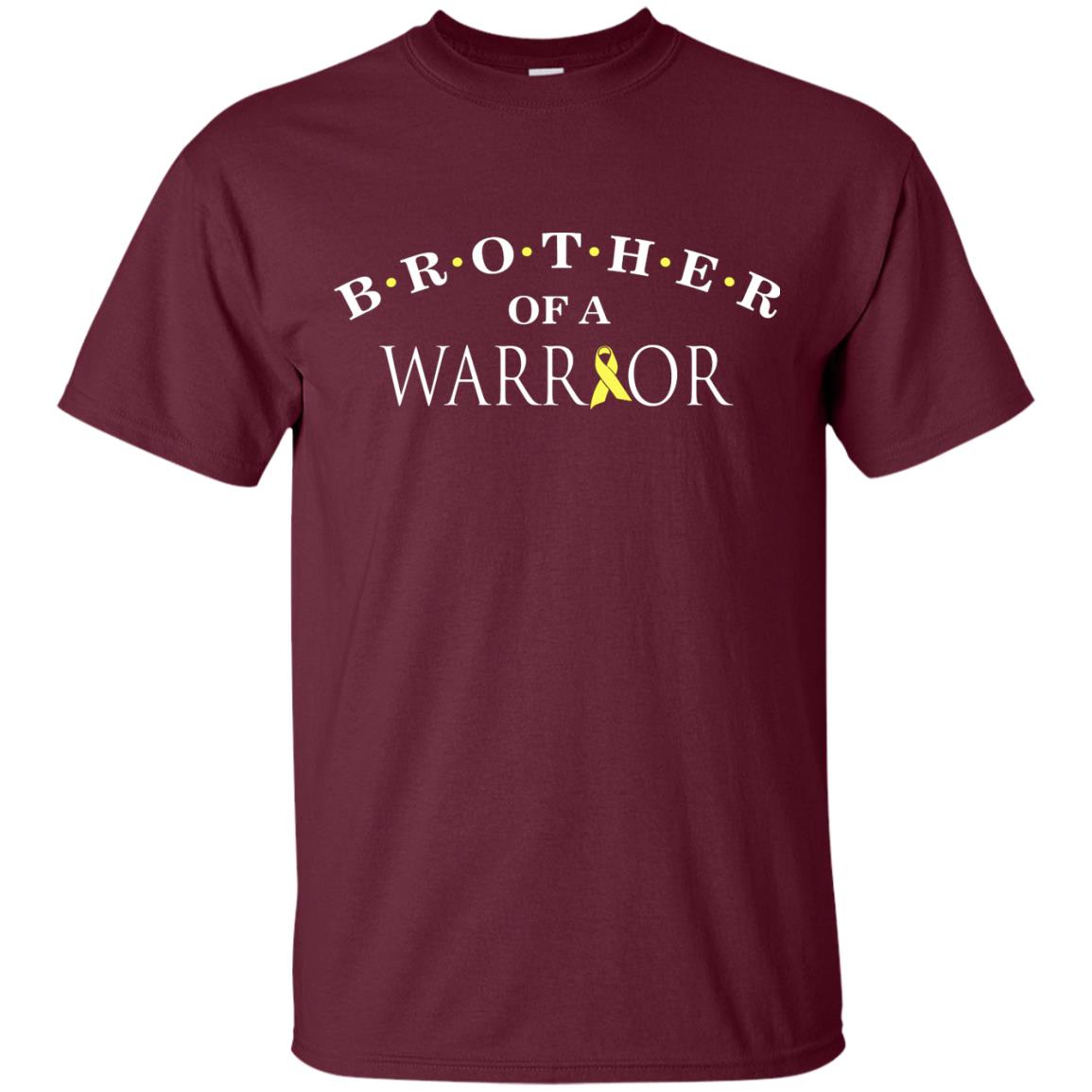 Brother Is A Warrior Childhood Cancer Awareness T-shirt Maroon