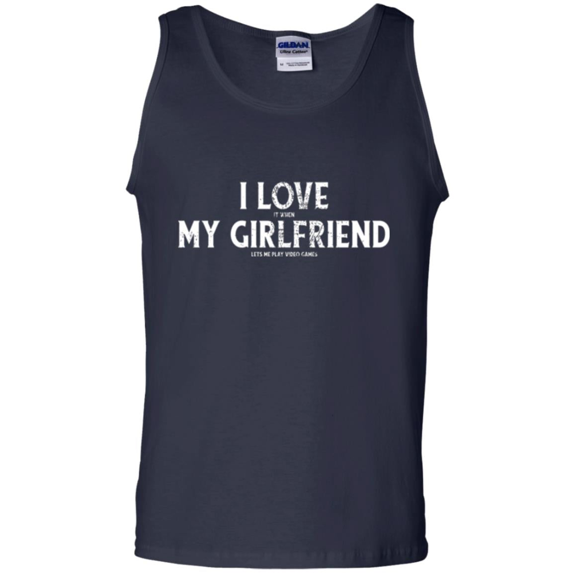 Funny Gamer T-shirt I Love My Girlfriend Lets Me Play Video Games Navy