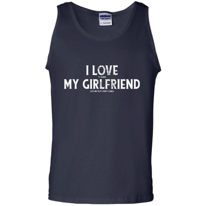 Funny Gamer T-shirt I Love My Girlfriend Lets Me Play Video Games Navy