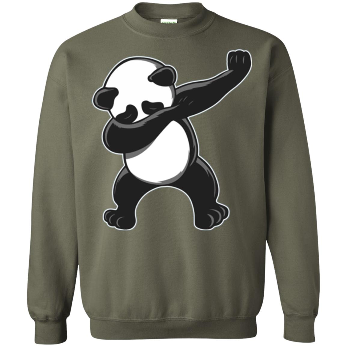 Funny Panda Dab T-shirt Cute Dabbing Panda Military Green