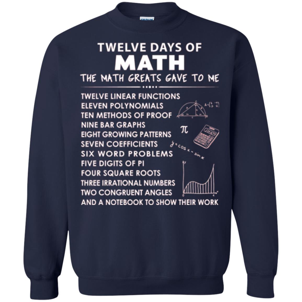 Math T-shirt Twelve Days Of Math Navy