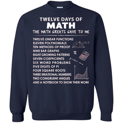 Math T-shirt Twelve Days Of Math Navy