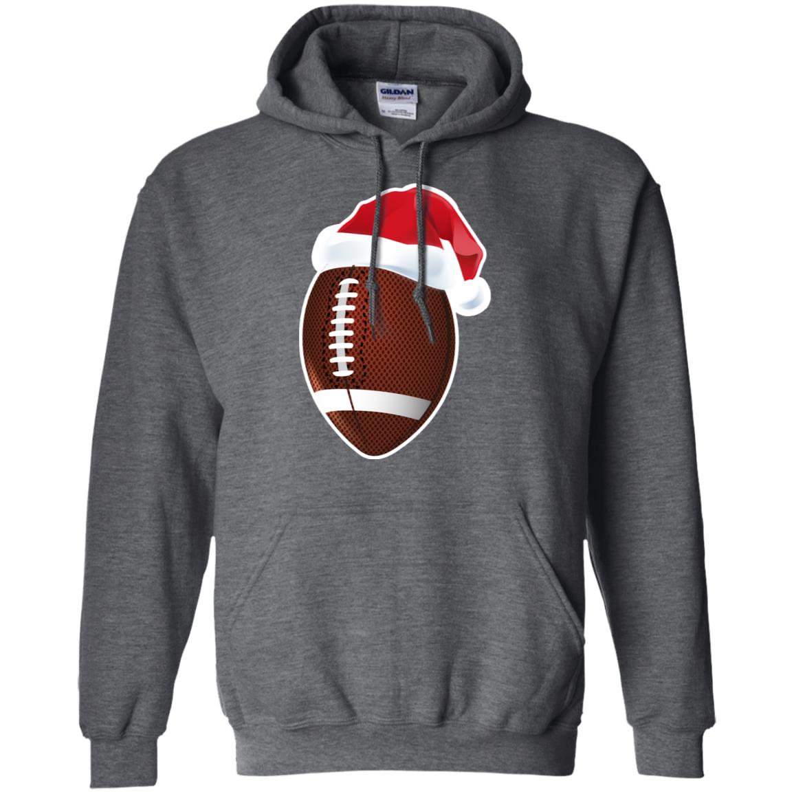 Football With Santa Claus Hat X-mas Shirt For Football Lovers Dark Heather
