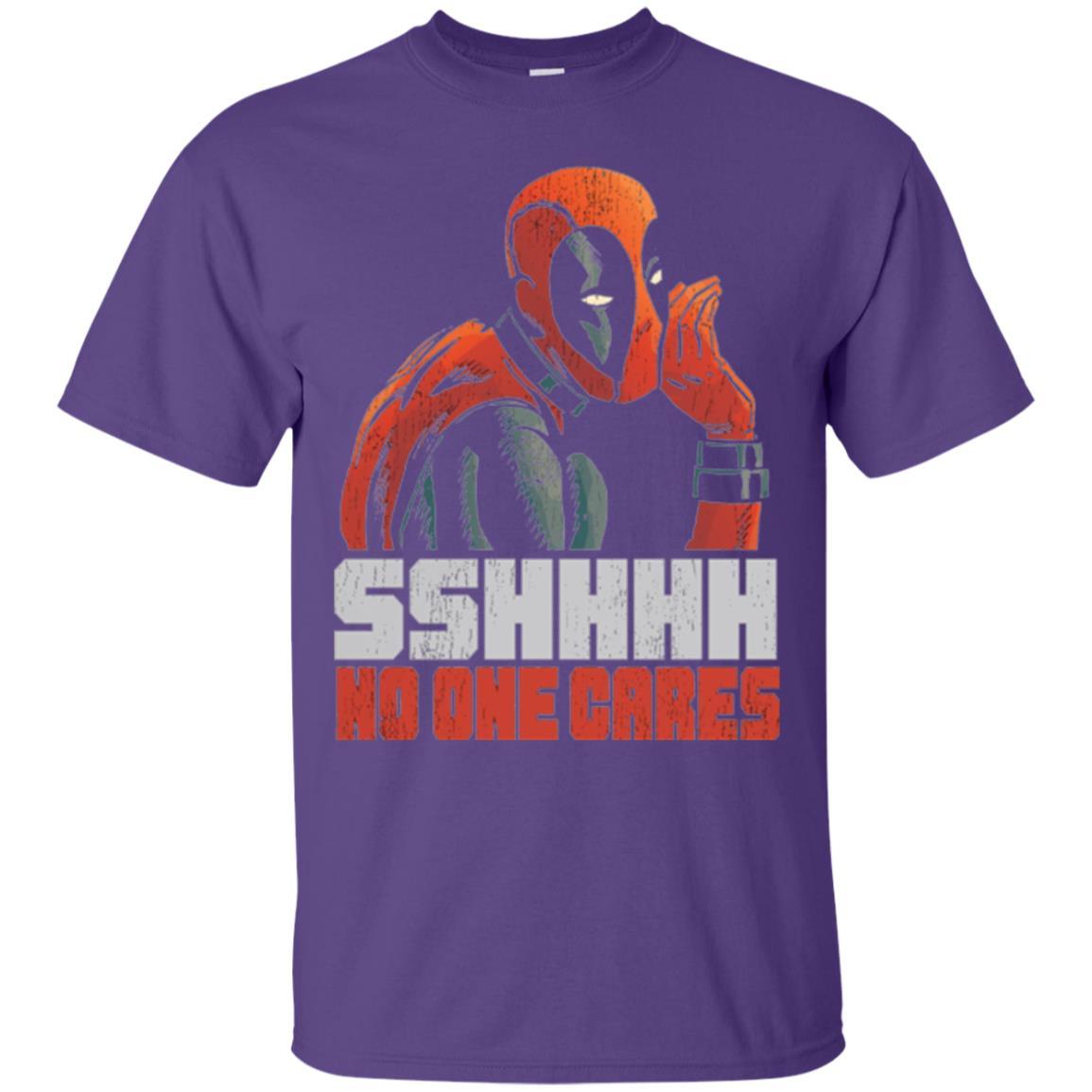 Marvel Deadpool T-shirt Sshhhh No One Cares Whisper Graphic Purple