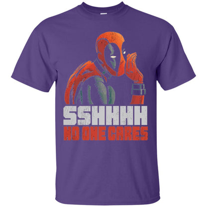 Marvel Deadpool T-shirt Sshhhh No One Cares Whisper Graphic Purple