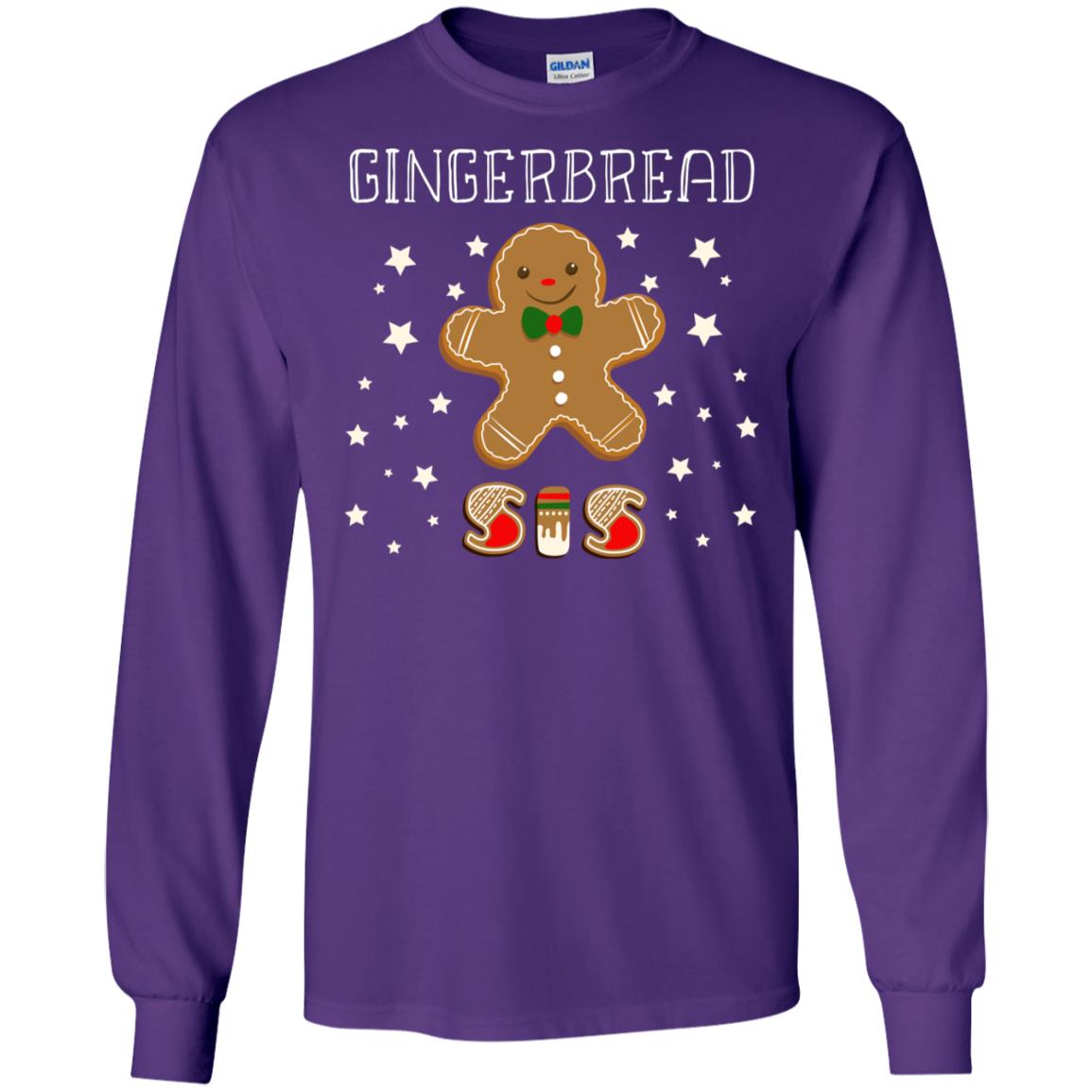 Gingerbread Sister X-mas Gift Family Shirt For Girls Purple