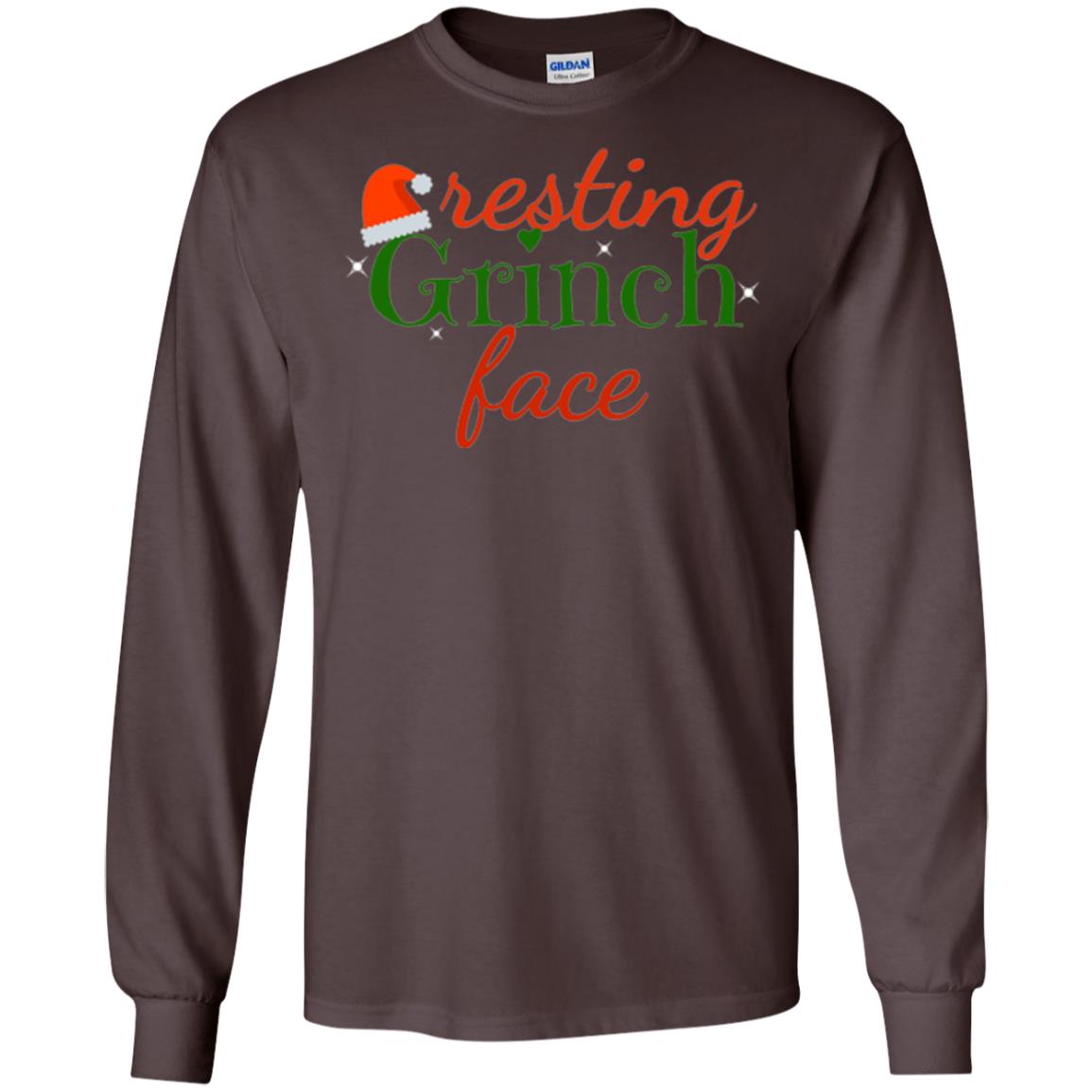 Funny Christmas T-shirt Resting Grinch Face Dark Chocolate