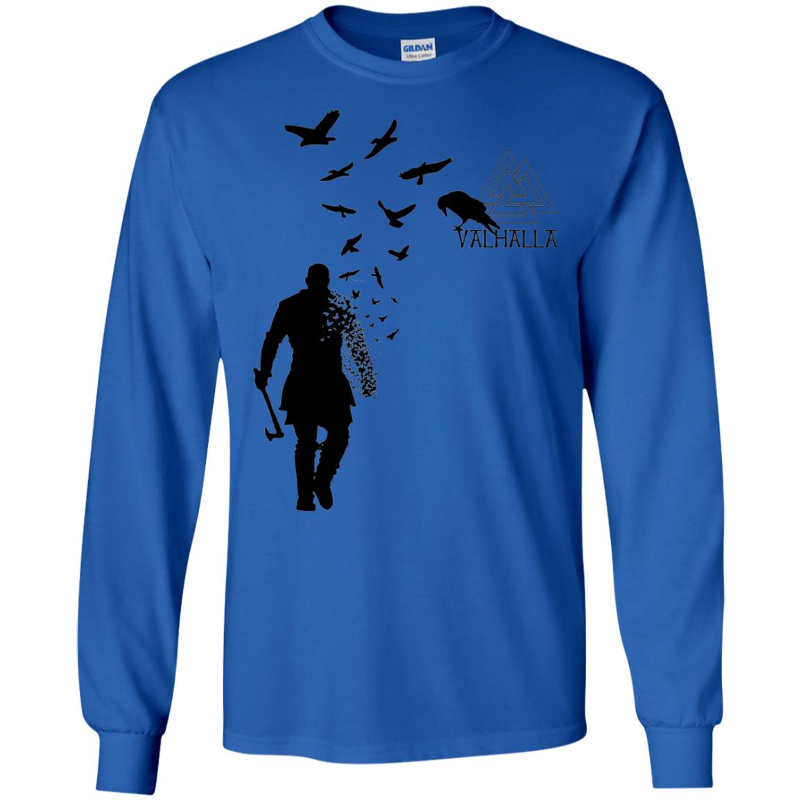 Vikings Axe Ragnar Lothbrok Flock Of Ravens Valhalla Symbol T-shirt Royal