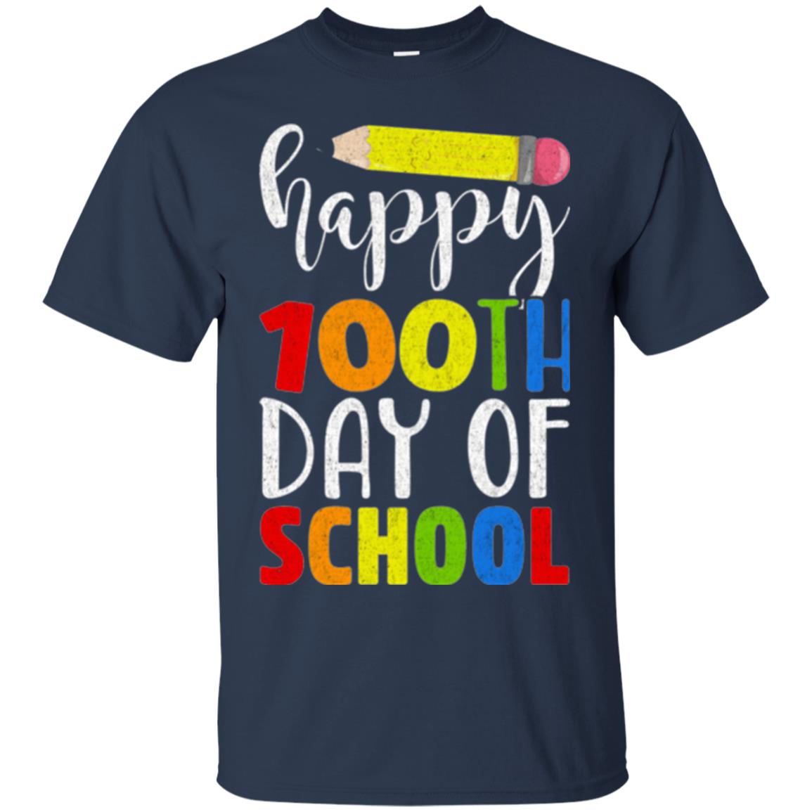 Happy 100th Day Of School Teacher T-shirt Navy