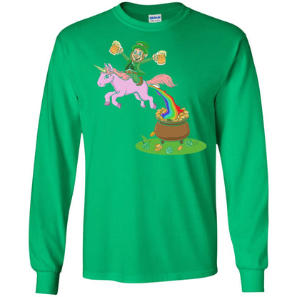 Leprechaun Riding A Unicorn Funny St Patricks Day T-shirt Irish Green