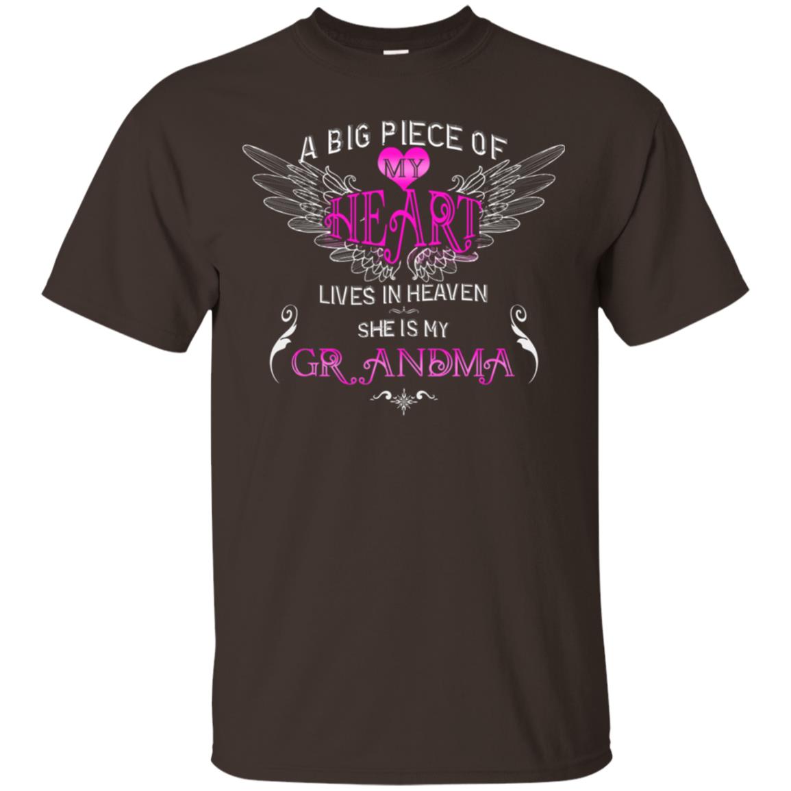 A Big Piece Of My Heart Lives In Heaven She Is My Grandma Grandchildren Gift Shirt Dark Chocolate