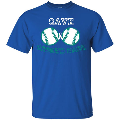 Save Second Base Breast Cancer T-shirt Royal