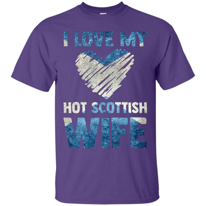 I Love My Hot Scottish Wife Scotland Flag Shirt For Husband Purple