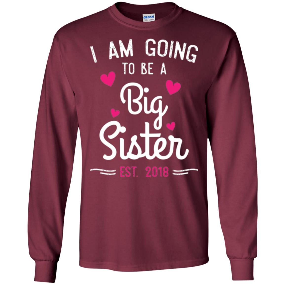 Family T-shirt I Am Going To Be A Big Sister Estimated 2018 Maroon
