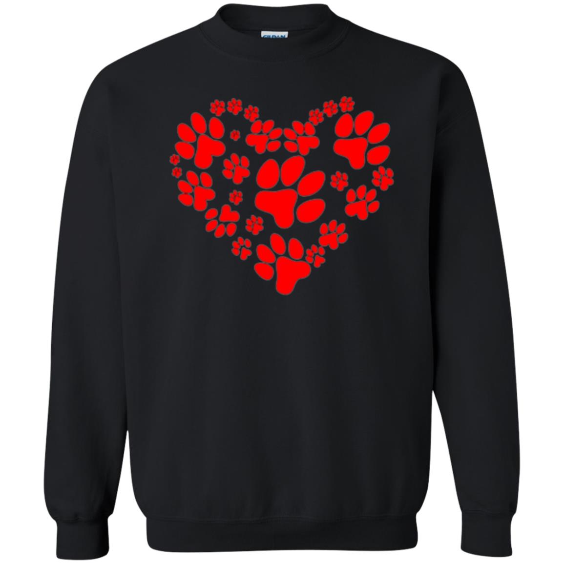 Dog Lover T-shirt Dog Paw Heart Valentine T-shirt Black