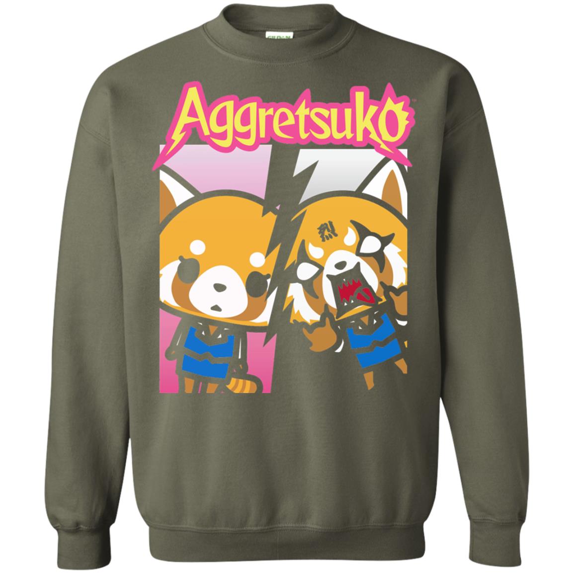 Aggretsuko Split Personality T-shirt Military Green
