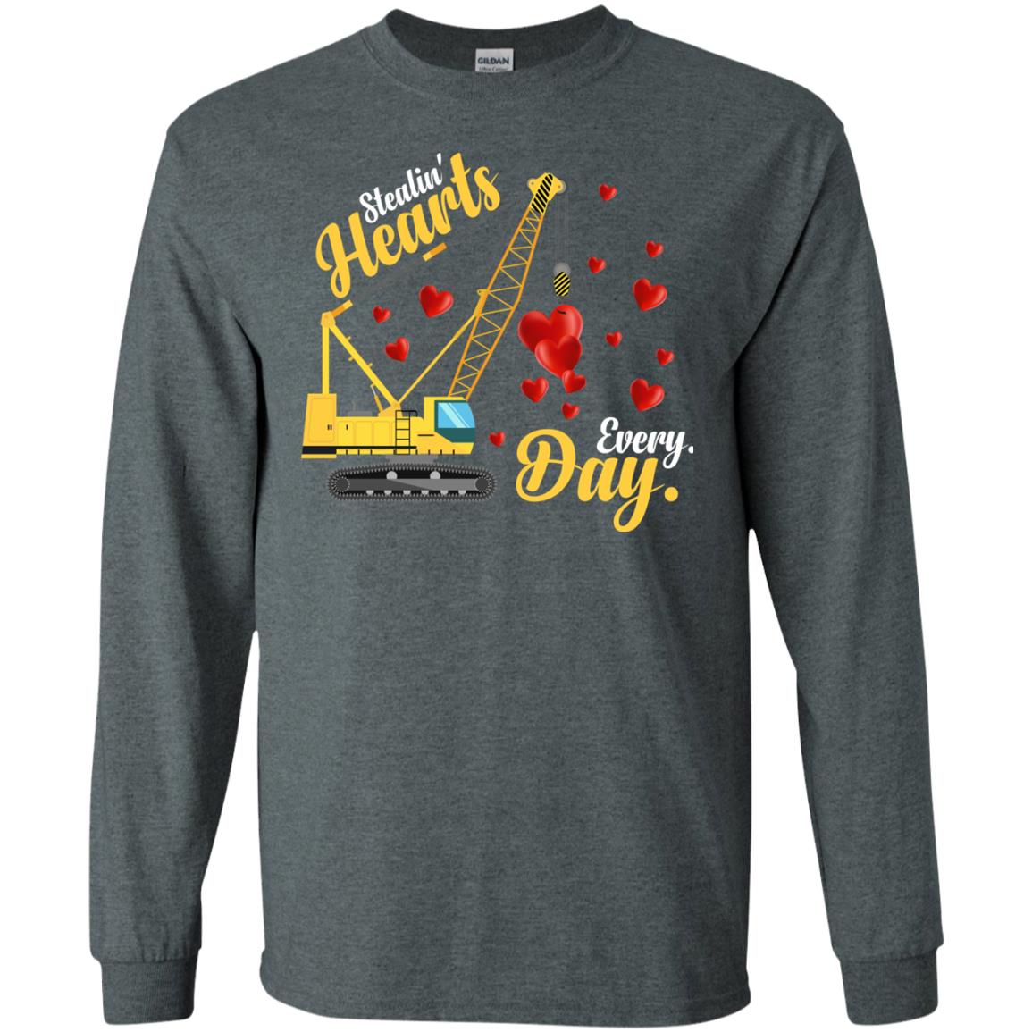 Valentines Day T-shirt Stealin' Hearts Every Day With Crane Dark Heather