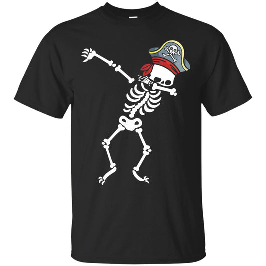 Dabbing Skeleton With Pirates Hat T-shirt Black