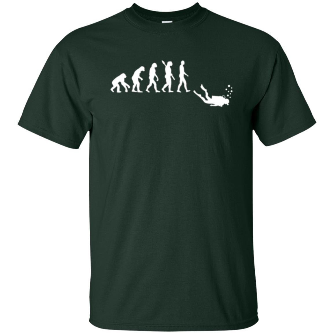 Evolution Of Man Funny Scuba Diving T-shirt Forest Green