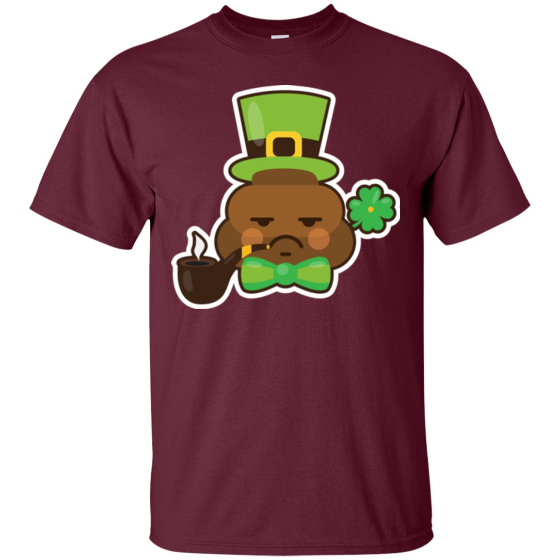 Saint Partick_s Day T-shirt Leprechaun Poop Emoji With Patrick Hat Maroon