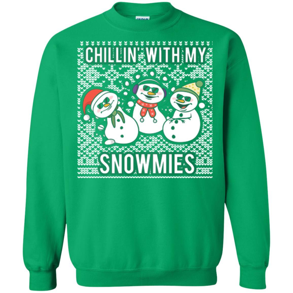 Christmas T-shirt Chillin' With My Snowmies Irish Green