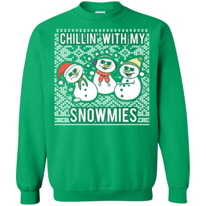 Christmas T-shirt Chillin' With My Snowmies Irish Green