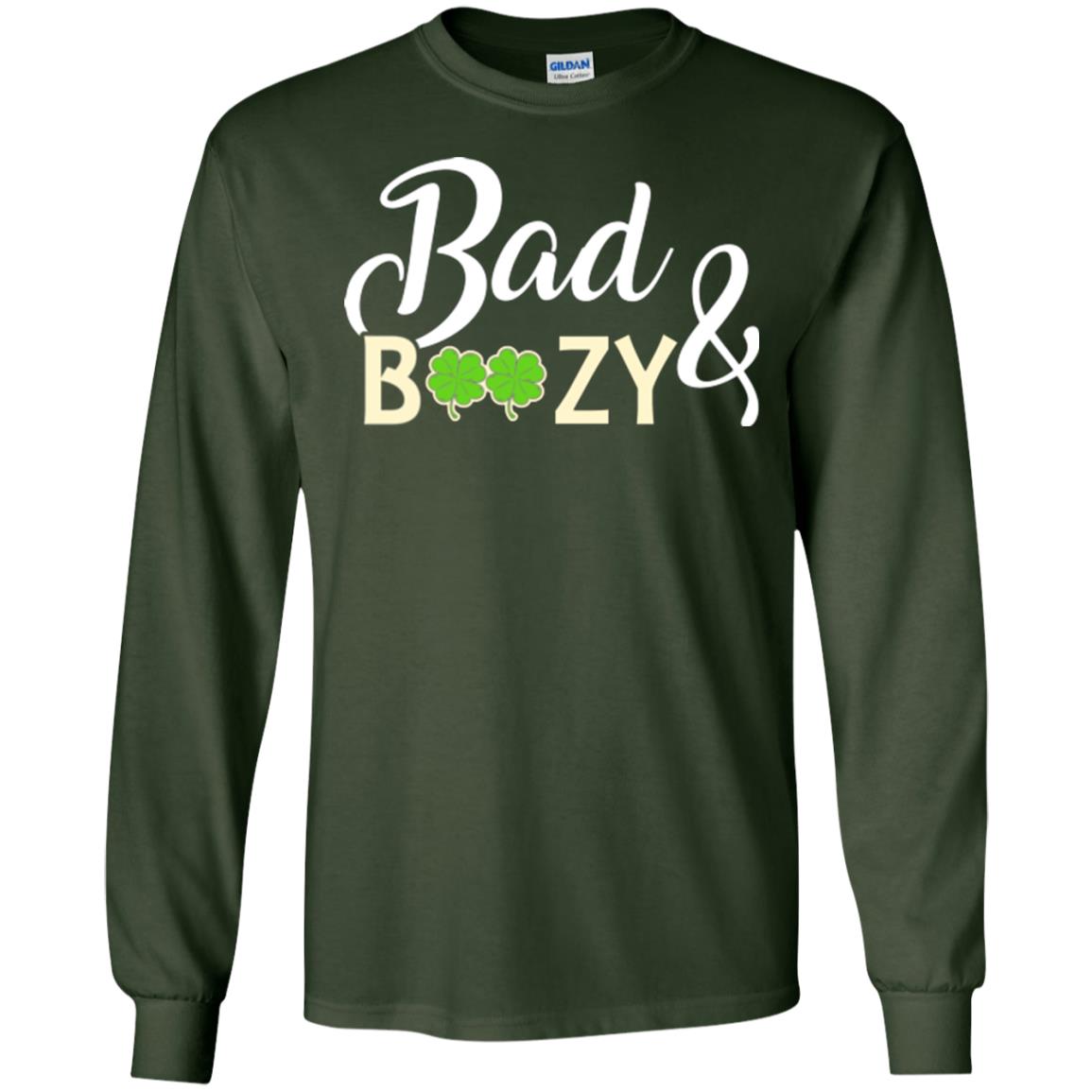 Saint Patrick's Day T-shirt Bad And Boozy Shamrock Forest Green