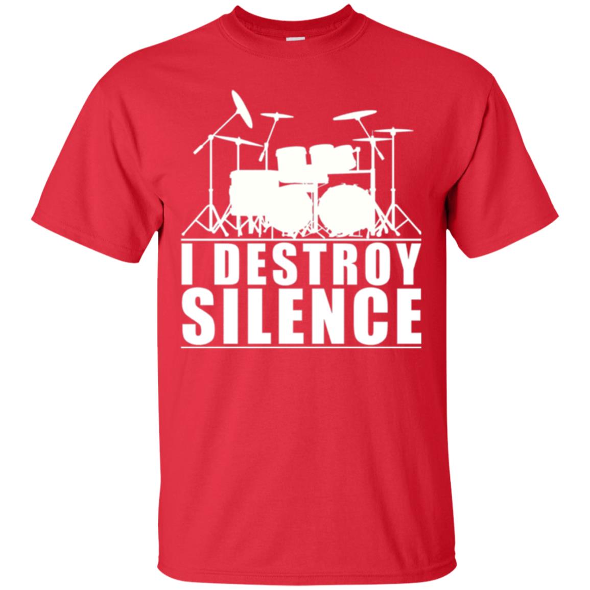 Drums Lover T-shirt I Destroy Silence Red