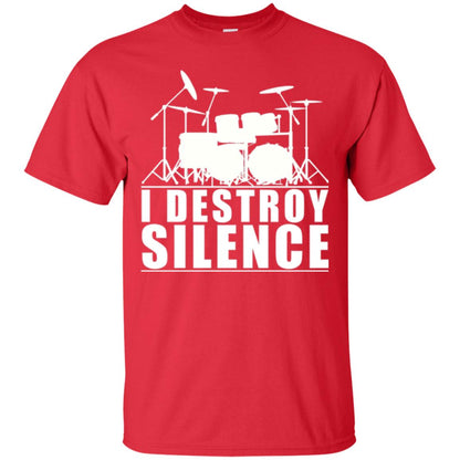 Drums Lover T-shirt I Destroy Silence Red